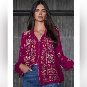 NWT JOHNNY WAS BETHAN BLOUSE IN ROSEWINE